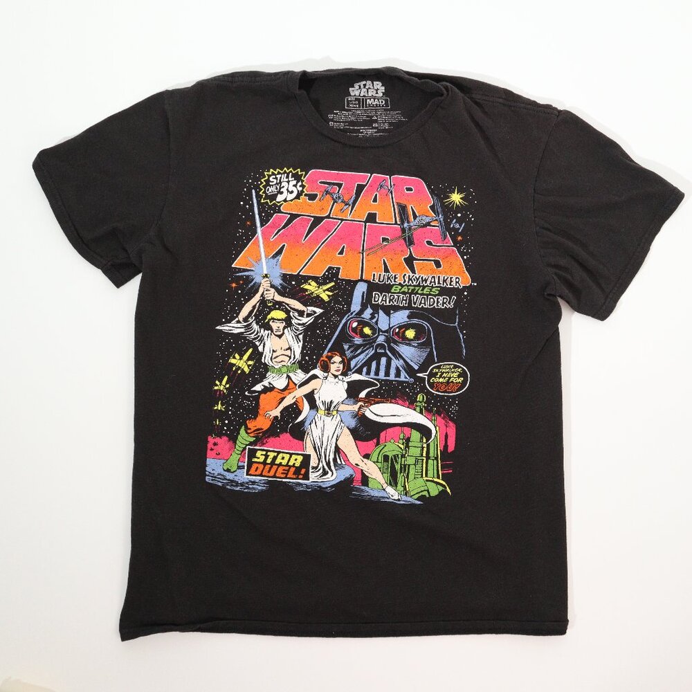Star Wars Comic Graphic T-Shirt Darth Vader vs Luke Skywalker Vintage Style Tee